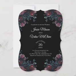 Dark Floral Wedding Gothic Black Elegant Einladung