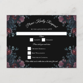 Dark Floral Wedding Gothic Black Elegant Feiertagspostkarte
