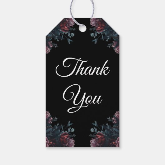 Dark Floral Wedding Gothic Black Elegant Geschenkanhänger (Vorderseite)