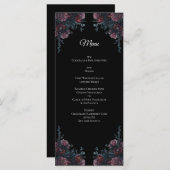 Dark Floral Wedding Gothic Black Elegant Menükarte (Vorne/Hinten)