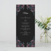 Dark Floral Wedding Gothic Black Elegant Menükarte (Stehend Vorderseite)