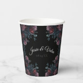Dark Floral Wedding Gothic Black Elegant Pappbecher (Rückseite)