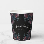 Dark Floral Wedding Gothic Black Elegant Pappbecher (Vorderseite)