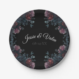 Dark Floral Wedding Gothic Black Elegant Pappteller