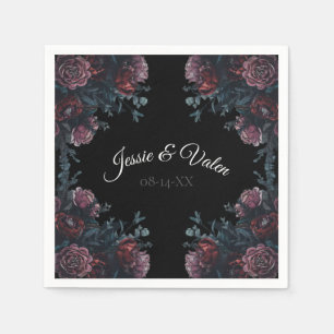 Dark Floral Wedding Gothic Black Elegant Serviette