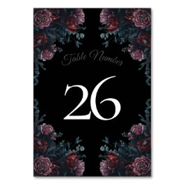 Dark Floral Wedding Gothic Black Elegant Tischnummer