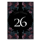 Dark Floral Wedding Gothic Black Elegant Tischnummer (Vorderseite)