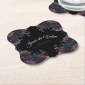 Dark Floral Wedding Gothic Black Elegant Untersetzer (angewinkelt)