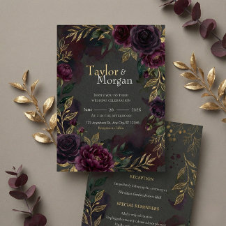 Dark-floral Wedding Invitation Einladung