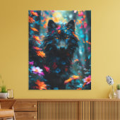 Dark Floral Wolf Leinwanddruck (Insitu (Wohnzimmer))
