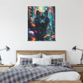 Dark Floral Wolf Leinwanddruck (Insitu (Schlafzimmer))