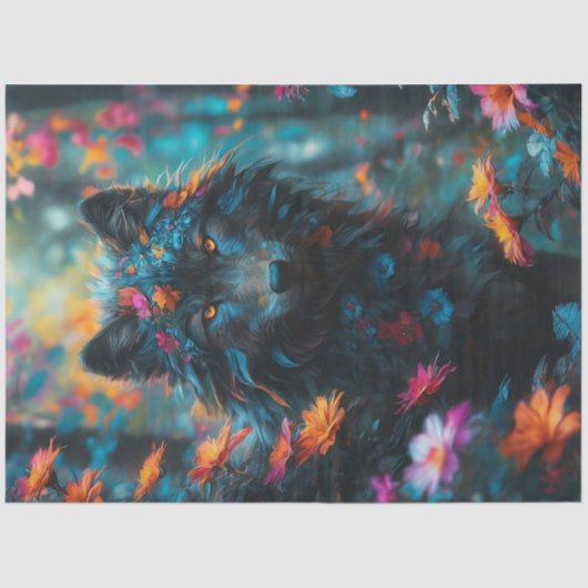 Dark Floral Wolf Print Seidenpapier (Vorderseite)