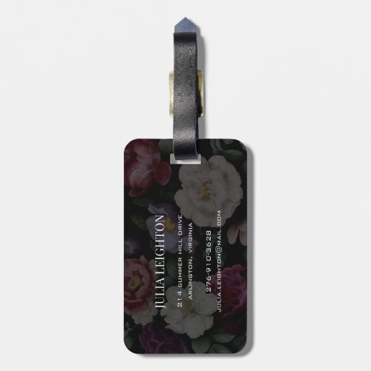 Dark Florals Gepäckanhänger (Rückseite vertikal)