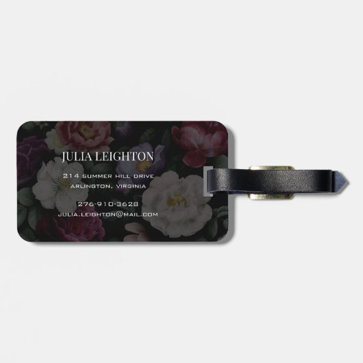 Dark Florals Gepäckanhänger (Rückseite horizontal)