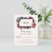 Dark Florals Modern Wedding Repcard (Stehend Vorderseite)