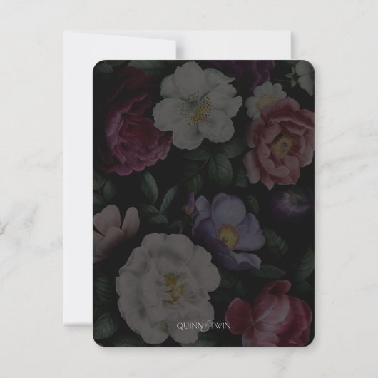 Dark Florals Modern Wedding Repcard (Rückseite)
