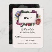 Dark Florals Modern Wedding Repcard (Vorne/Hinten)