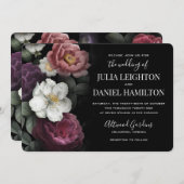 Dark Florals Moderne Hochzeitseinladung Einladung (Vorne/Hinten)