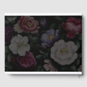 Dark Florals Moderne Hochzeitseinladung Gästebuch (Rückseite)