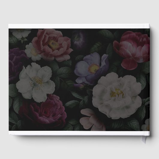Dark Florals Moderne Hochzeitseinladung Gästebuch (Rückseite)