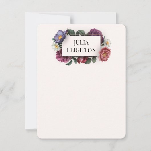 Dark Florals Moderne Note Card Mitteilungskarte (Vorderseite)