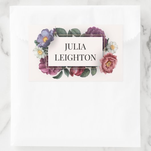 Dark Florals Rechteckiger Aufkleber (Tasche)