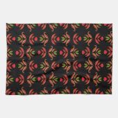 Dark Folk Art Floral Print gemütlich rustikale sch Geschirrtuch (Horizontal)