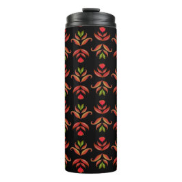 Dark Folk Art Floral Print gemütlich rustikale sch Thermosbecher