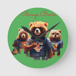 Dark Forest Chicago Bears Maskottchen – Böser Foot Runde Wanduhr
