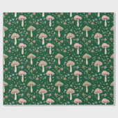 Dark Forest Emerald Fungi Seamless Pattern Moody Geschenkpapier (Flach)