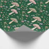 Dark Forest Emerald Fungi Seamless Pattern Moody Geschenkpapier (Ecke)