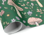 Dark Forest Emerald Fungi Seamless Pattern Moody Geschenkpapier (Rolleneckpunkt)