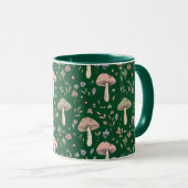 Dark Forest Emerald Fungi Seamless Pattern Moody Tasse (VorderseiteRechts)