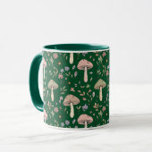 Dark Forest Emerald Fungi Seamless Pattern Moody Tasse (Vorderseite Links)