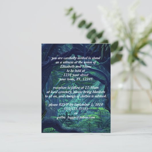 Dark Forest Goth Wedding Einladung (Stehend Vorderseite)