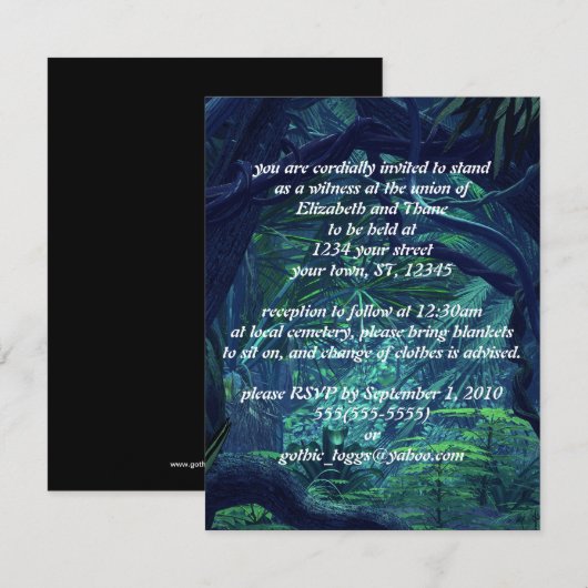 Dark Forest Goth Wedding Einladung (Vorne/Hinten)