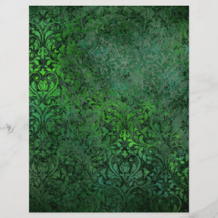 Dark Forest Green Damask Blumenschrift