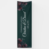 Dark Forest Green Elegant Wedding Maroon Mauve Banner (Vertikal)