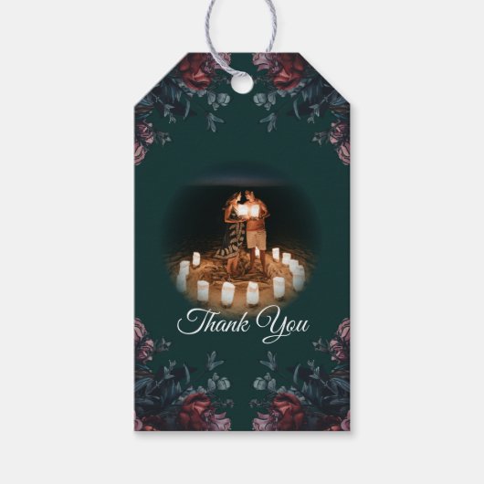 Dark Forest Green Elegant Wedding Maroon Mauve Geschenkanhänger (Vorderseite)