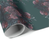 Dark Forest Green Elegant Wedding Maroon Mauve Geschenkpapier (Rolleneckpunkt)