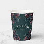 Dark Forest Green Elegant Wedding Maroon Mauve Pappbecher (Rückseite)