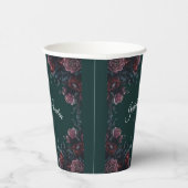Dark Forest Green Elegant Wedding Maroon Mauve Pappbecher (Rechts)