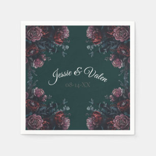 Dark Forest Green Elegant Wedding Maroon Mauve Serviette