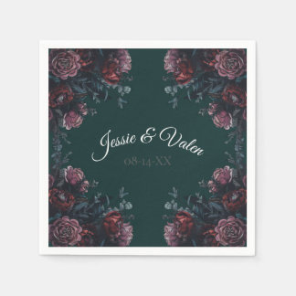 Dark Forest Green Elegant Wedding Maroon Mauve Serviette