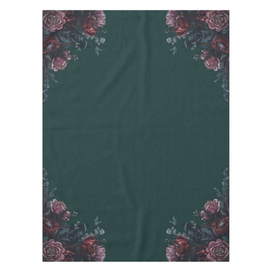 Dark Forest Green Elegant Wedding Maroon Mauve Tischdecke (Vorderseite)