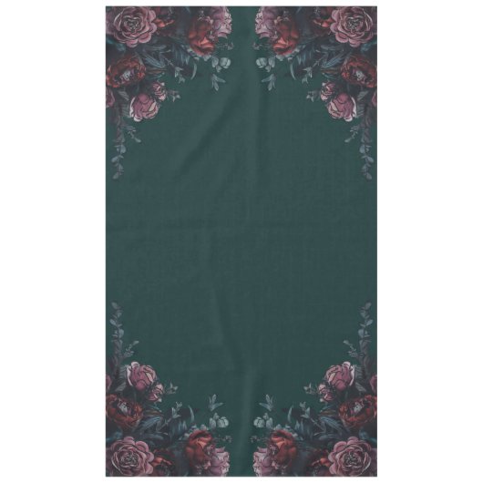 Dark Forest Green Elegant Wedding Maroon Mauve Tischdecke (Vorderseite)