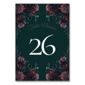 Dark Forest Green Elegant Wedding Maroon Mauve Tischnummer (Vorderseite)