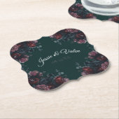 Dark Forest Green Elegant Wedding Maroon Mauve Untersetzer (angewinkelt)