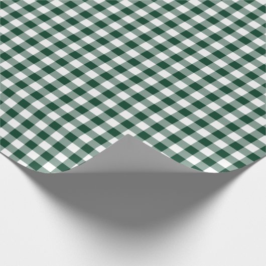 Dark Forest Green Gingham Karo Pattern Geschenkpapier (Ecke)