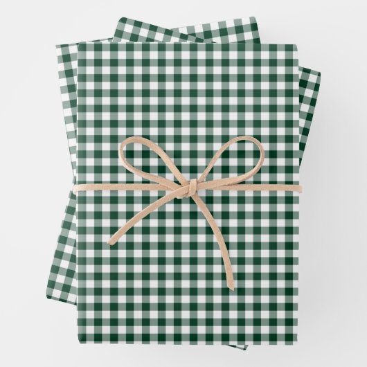 Dark Forest Green Gingham Karo Pattern Geschenkpapier Set (Beispiel)